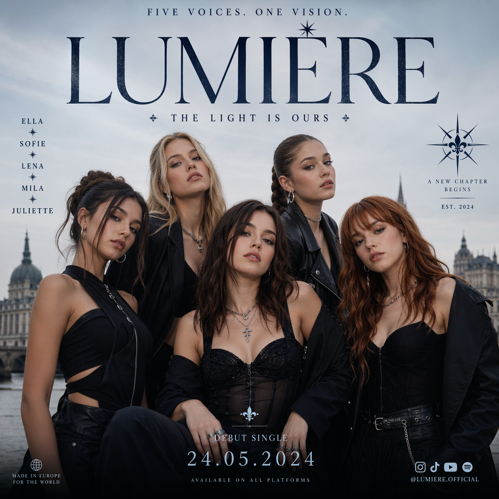 GPT Image 2 — European girl group poster with consistent multi-subject composition